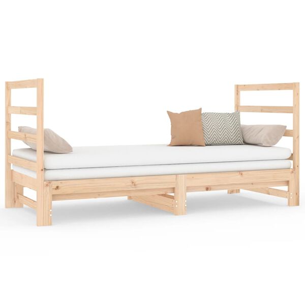 vidaXL Estrutura sof&aacute;-cama de puxar 2x(90x190) cm pinho maci&ccedil;o