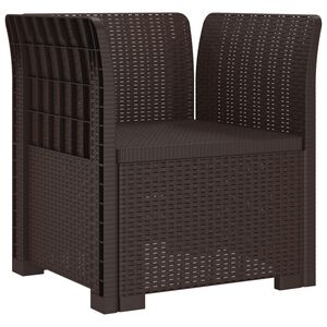vidaXL Poltrona 1 Lugar Look Rattan PP Castanho