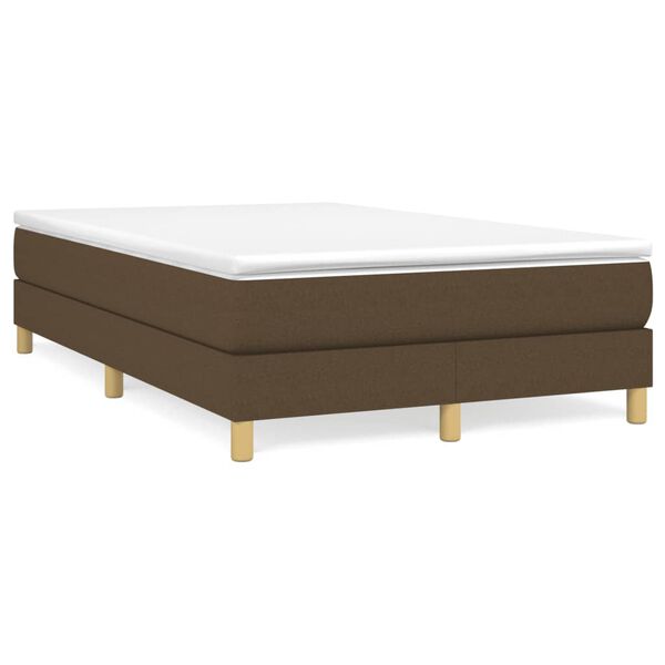 vidaXL Cama boxspring com colch&atilde;o 120x190 cm tecido castanho-escuro