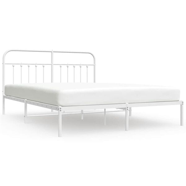 vidaXL Estrutura de cama com cabeceira 160x200 cm metal branco