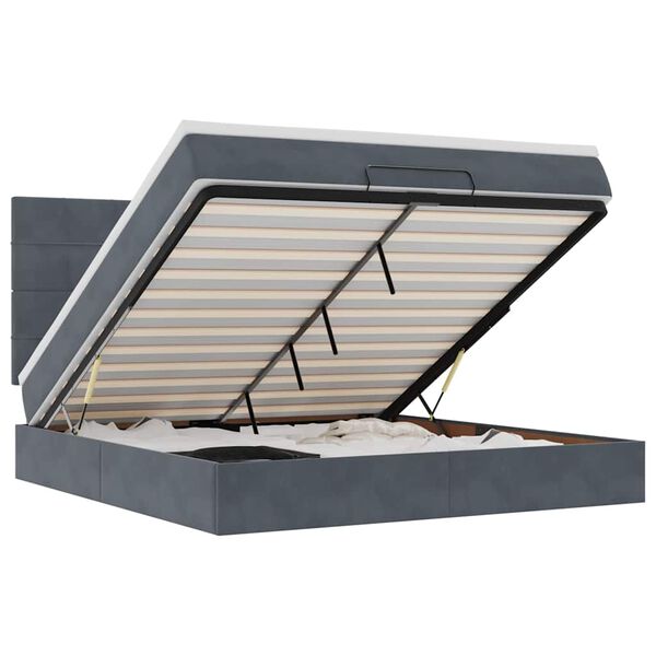 vidaXL Estrutura cama otomana colchões 160x200 cm cinzento escuro