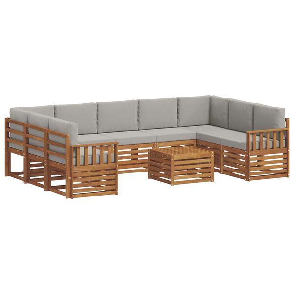 vidaXL Conjuntos de sof&aacute;s com almofada 10 pcs Cinza Natural e Claro