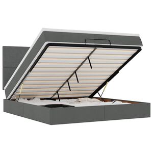 vidaXL Estrutura de cama otomana com colch&atilde;o 180x200cm cinzento escuro
