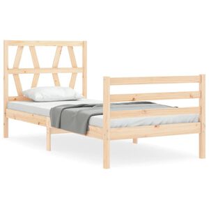 vidaXL Estrutura cama de solteiro c/ cabeceira madeira maci&ccedil;a