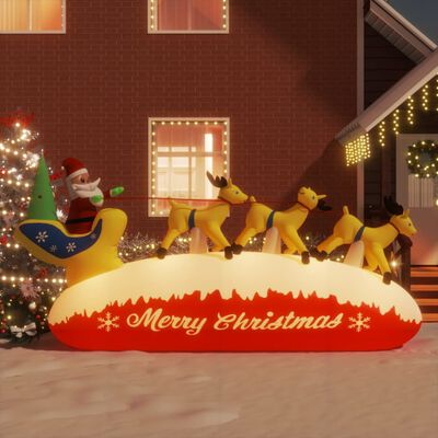 vidaXL Pai Natal e renas insufláveis com luzes LED 145 cm