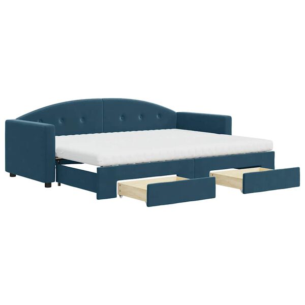 vidaXL Sof&aacute;-cama com gavet&atilde;o e gavetas 80x200 cm veludo azul