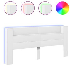 vidaXL Arm&aacute;rio de cabeceira com luzes LED 220x16,5x103,5 cm branco