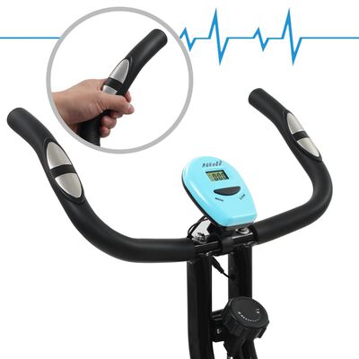 vidaXL Bicicleta X estática magnética com medição pulso preto e azul