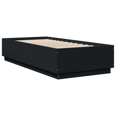 vidaXL Estrutura de cama c/ luzes LED 90x200cm derivados madeira preto