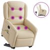 vidaXL Poltrona elevat&oacute;ria de massagens tecido cor creme