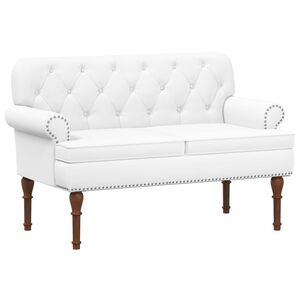vidaXL Sof&aacute; de dois lugares com bot&atilde;o acolchoado Branco