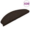 vidaXL Tapetes de escada autoadesivos 30 pe&ccedil;as 65x21x4 cm marrom escuro meio redondo grande