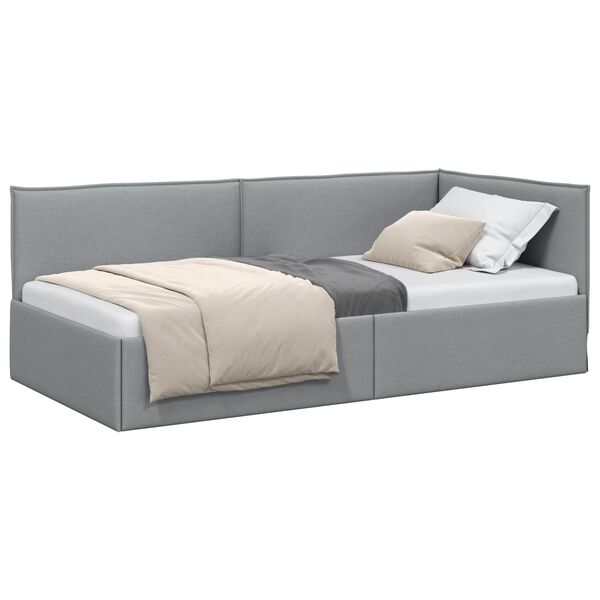 vidaXL Estrutura de Cama de Canto Cinzento-claro 90 x 190 cm Veludo