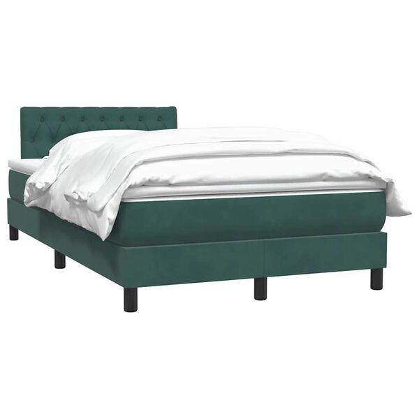vidaXL Cama boxspring com colch&atilde;o 120x210 cm veludo verde-escuro