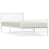 vidaXL Estrutura de cama com cabeceira e p&eacute;s 107x203 cm metal branco