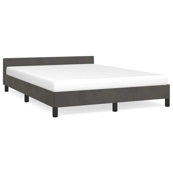 vidaXL Estrutura de cama sem colch&atilde;o 140x200 cm veludo cinzento-escuro
