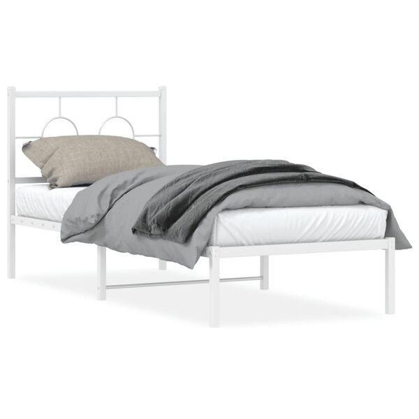 vidaXL Estrutura de cama com cabeceira 80x200 cm metal branco
