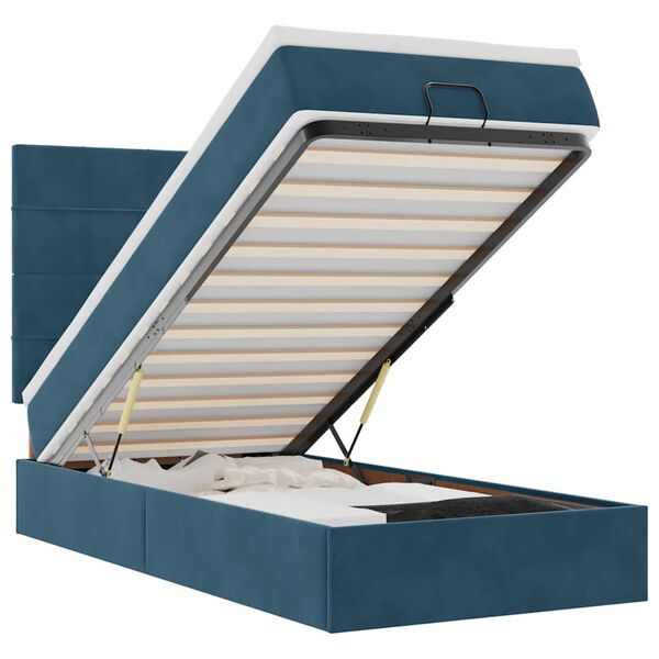 vidaXL Estrutura cama otomana colch&otilde;es 80x200 cm veludo azul escuro