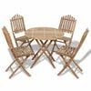 vidaXL 5 pcs conjunto de jantar dobr&aacute;vel p/ exterior bambu