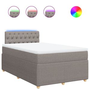 vidaXL Cama boxspring c/ colch&atilde;o 120x190cm tecido castanho-acinzentado