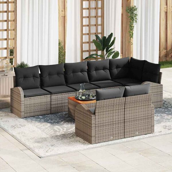 vidaXL Conjunto de Sof&aacute; de Jardim 9 pcs Cinzeto Rattan Sint&eacute;tico
