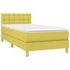 vidaXL Cama box spring c/ colch&atilde;o e LED 90x200 cm tecido verde