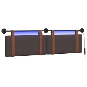 vidaXL Cabeceira suspensa Com luz LED Marrom Escuro PU Antigo
