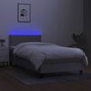 vidaXL Cama box spring c/ colch&atilde;o e LED 90x190 cm tecido cinza-claro