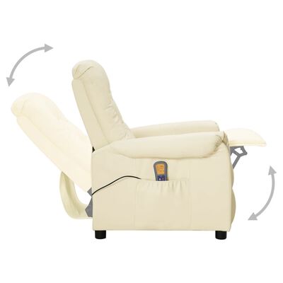 vidaXL Cadeira de massagens couro artificial cor creme