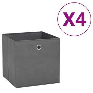 vidaXL Caixas arruma&ccedil;&atilde;o 4 pcs 28x28x28 cm tecido-n&atilde;o-tecido cinza