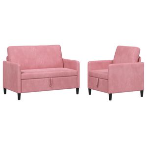 vidaXL Conjunto de Sof&aacute; com Armazenamento 2 unid. Rosa Poli&eacute;ster