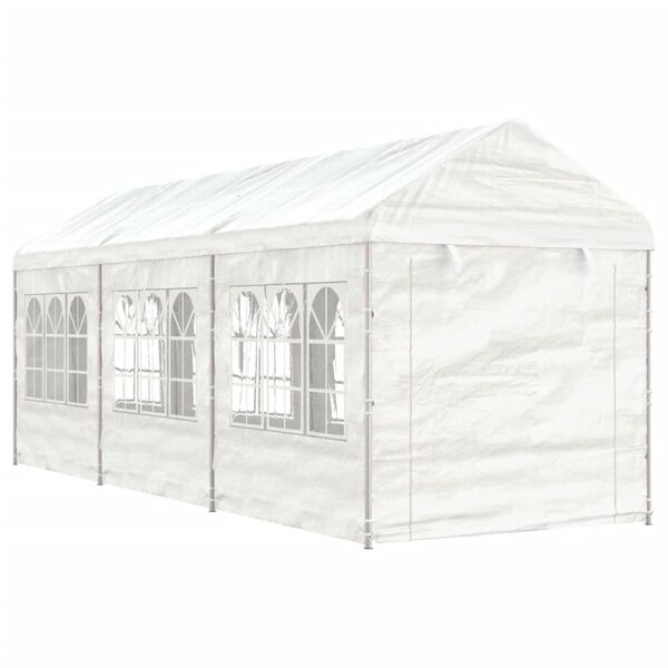 vidaXL Gazebo com telhado 6,69x2,28x2,69 m polietileno branco