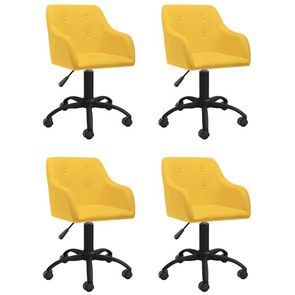 vidaXL Cadeiras de jantar girat&oacute;rias 4 pcs tecido amarelo