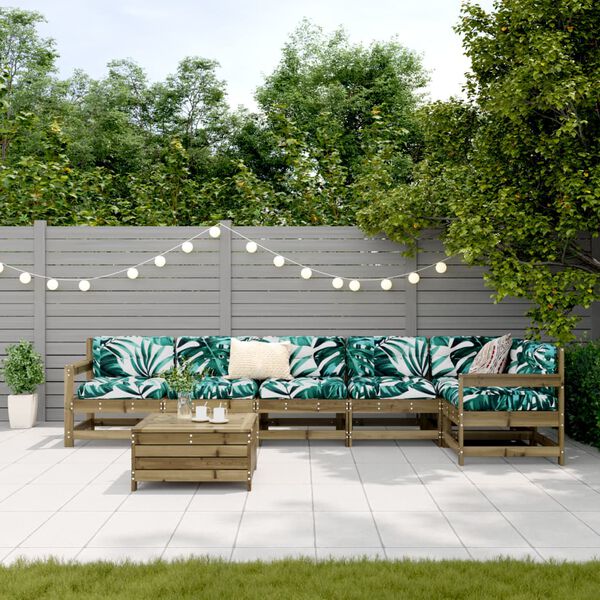 vidaXL 7 pcs conjunto sof&aacute;s jardim madeira de pinho impregnada