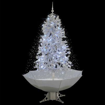 vidaXL Árvore de Natal c/ neve base formato guarda-chuva 170 cm branco