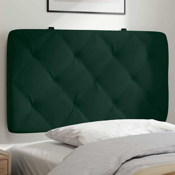 vidaXL Almofad&atilde;o de cabeceira 90 cm veludo verde-escuro