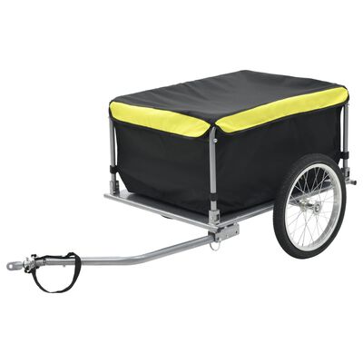 vidaXL Reboque p/ bicicleta preto e amarelo 65 kg