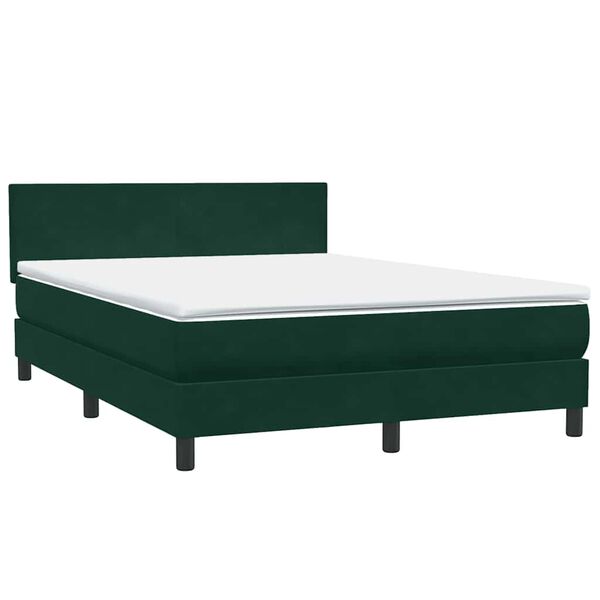 vidaXL Cama com molas/colch&atilde;o 160x220 cm veludo verde-escuro
