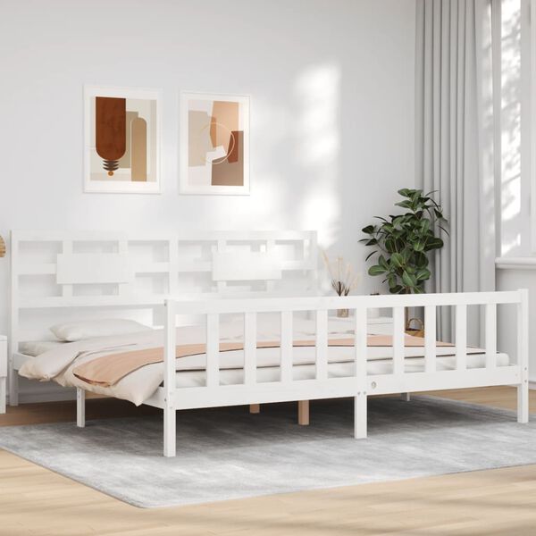 vidaXL Cama sem colchão 200x200 cm madeira de pinho maciça branco
