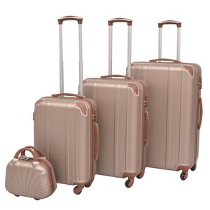 vidaXL Conjunto de tr&oacute;leis em estojo r&iacute;gido 4 pcs champanhe