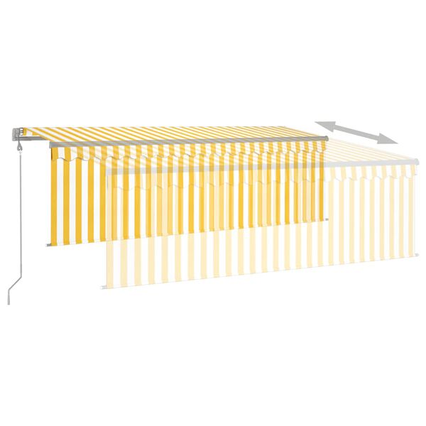 vidaXL Toldo retr&aacute;til autom&aacute;tico com estore 4x3 m amarelo e branco