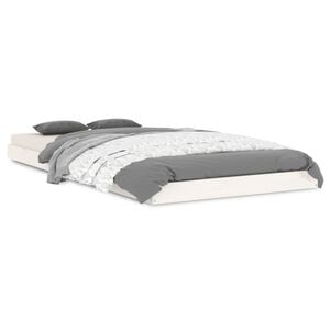 vidaXL Estrutura de cama de solteiro 90x190 cm pinho maci&ccedil;o branco