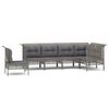 vidaXL 6 pcs conjunto lounge de jardim c/ almofad&otilde;es vime PE cinzento