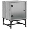 vidaXL Mesa de cabeceira c/ porta de vidro 35x37x50 cm cinzento sonoma