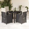 vidaXL 5 pcs conjunto de jantar p/ jardim c/ almofad&otilde;es vime PE preto