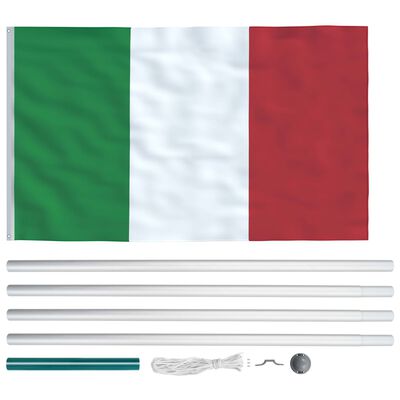 vidaXL Bandeira da Itália com mastro de alumínio 6,2 m