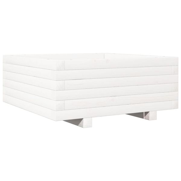 vidaXL Vaso/floreira de jardim 60x60x26,5 cm pinho maciço branco