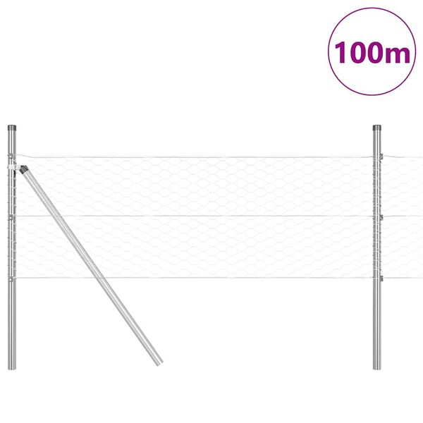 vidaXL Poste de Cerca Prateado 100 x 0,4 m (malha de 36 mm) A&ccedil;o
