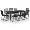 vidaXL 9 pcs conjunto de jantar para exterior vime PE e vidro