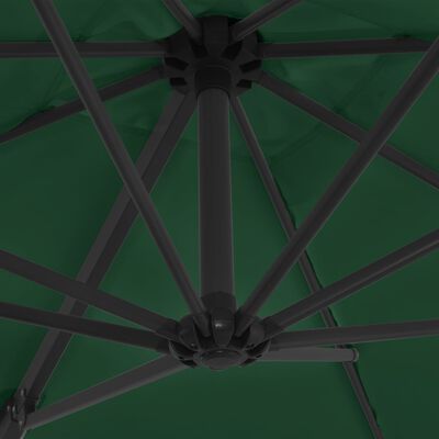 vidaXL Guarda-sol cantilever com poste de aço 250x250 cm verde